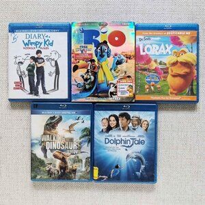 Kids Movies Blu Rays Lot - the Lorax, Diary of a Wimpy Kid, Rio, Dinosaurs, etc.